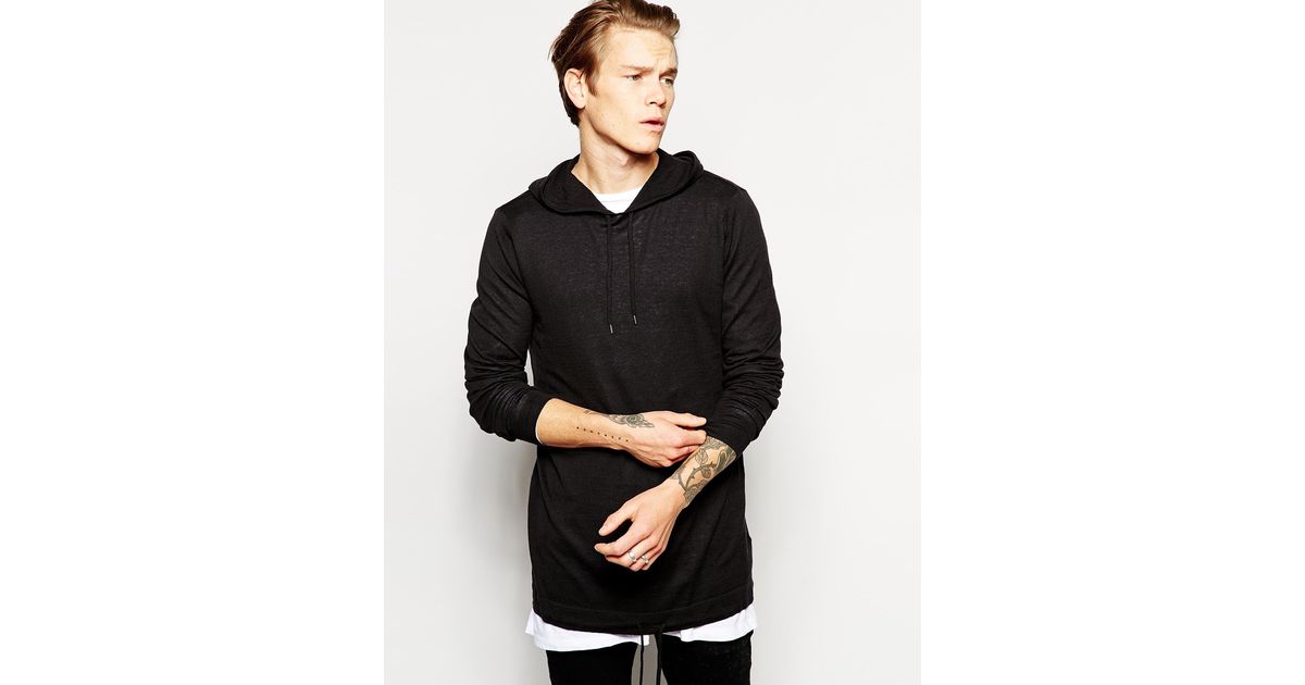 longline knitted hoodie