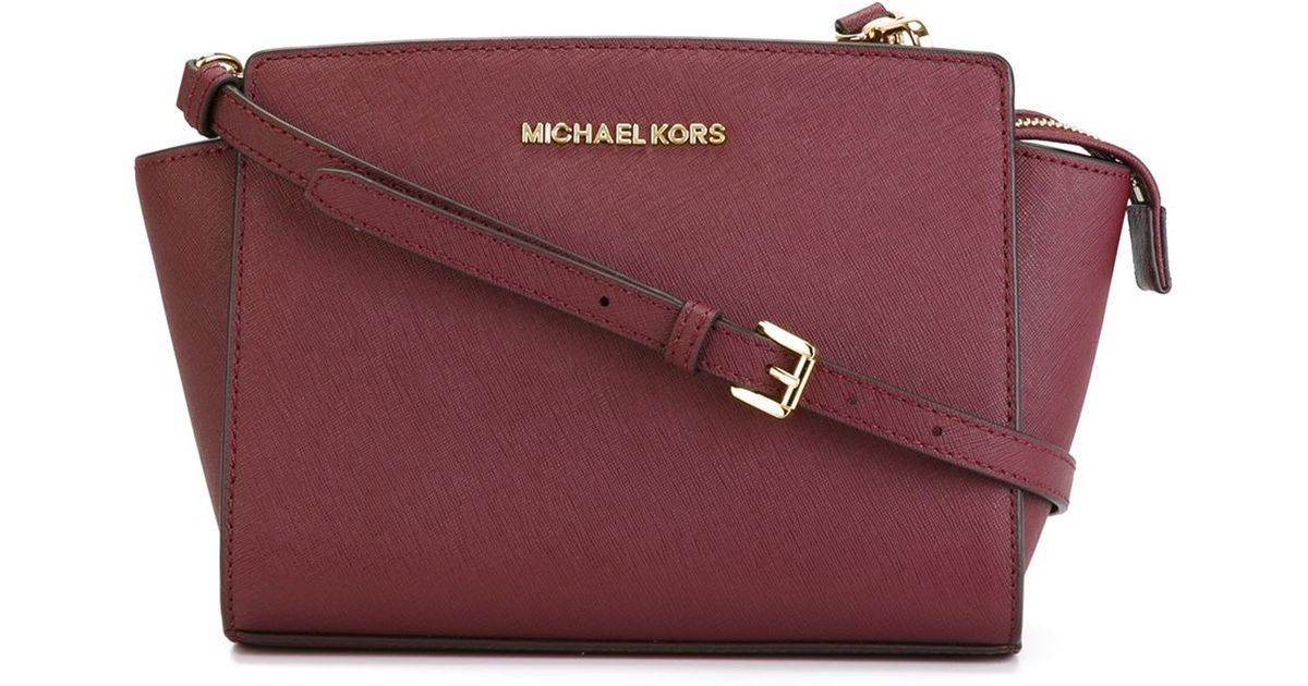 Michael Kors Maroon Leather Mini Selma Crossbody Bag Michael Kors