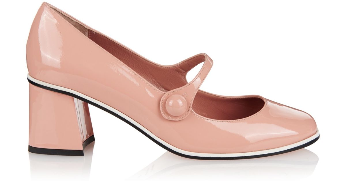 red patent leather mary jane pumps