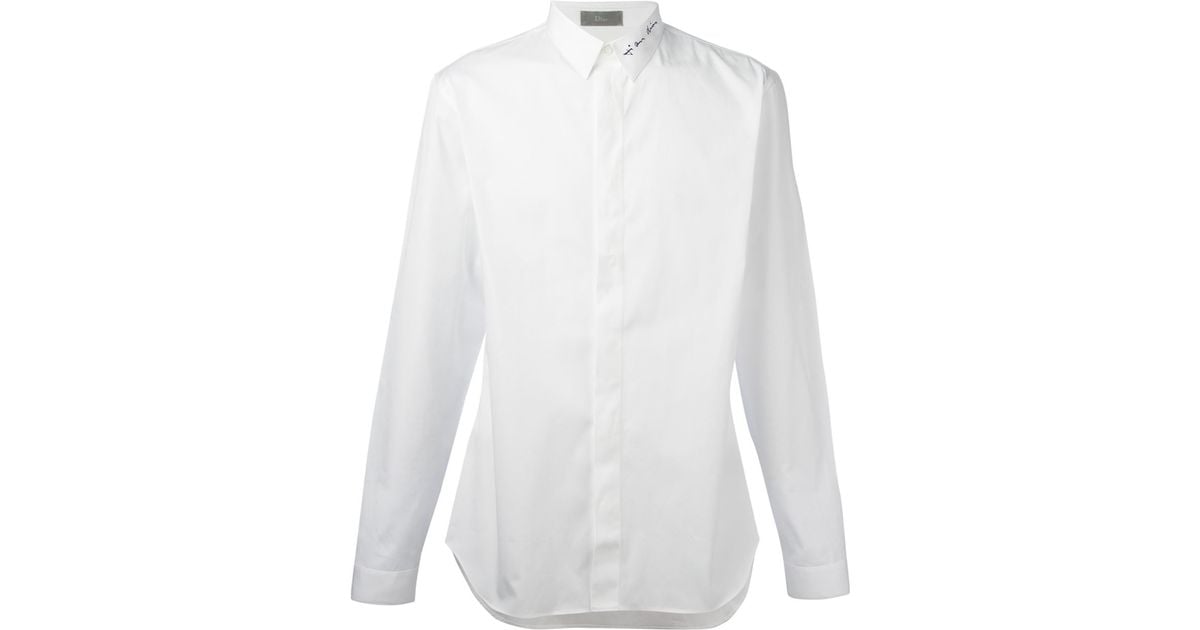Dior Homme Embroidered Collar Shirt in White for Men | Lyst
