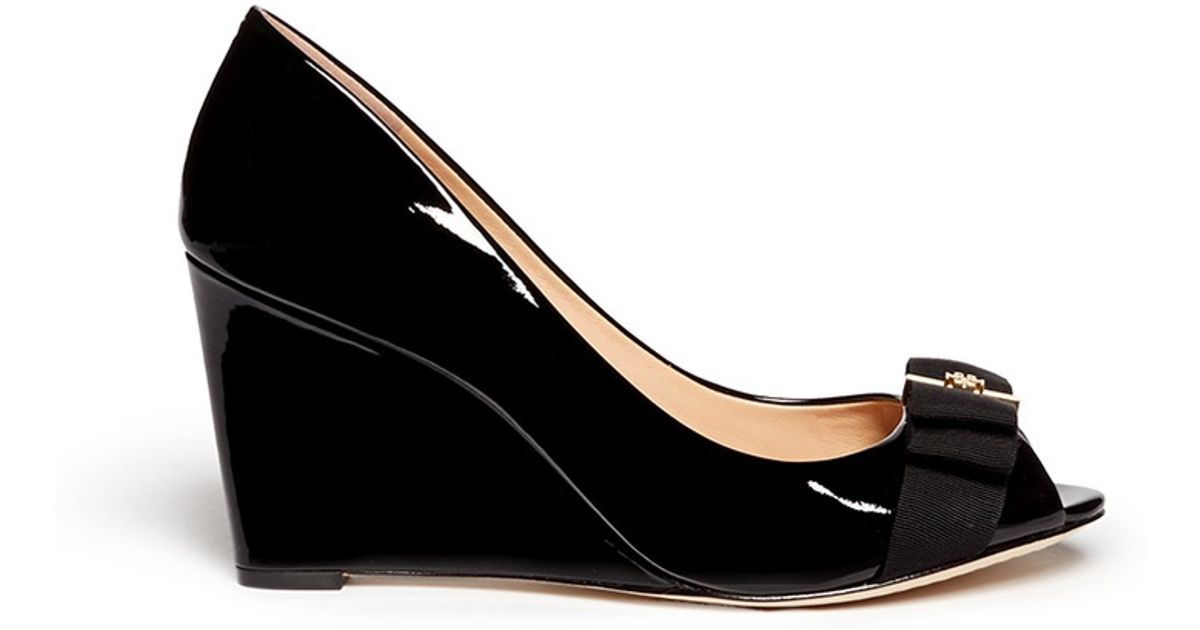 tory burch open toe wedge heels