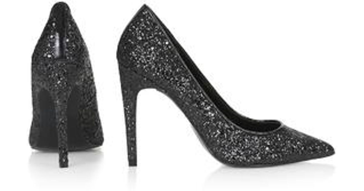 black sparkly court shoes