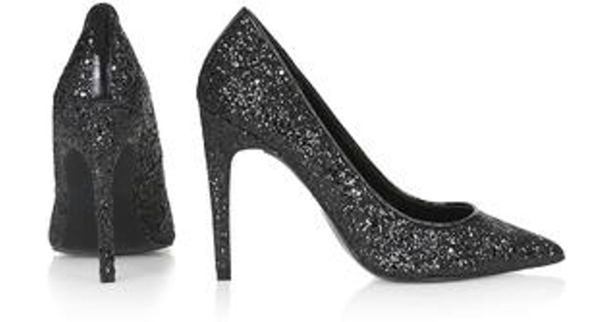 black glitter court shoes