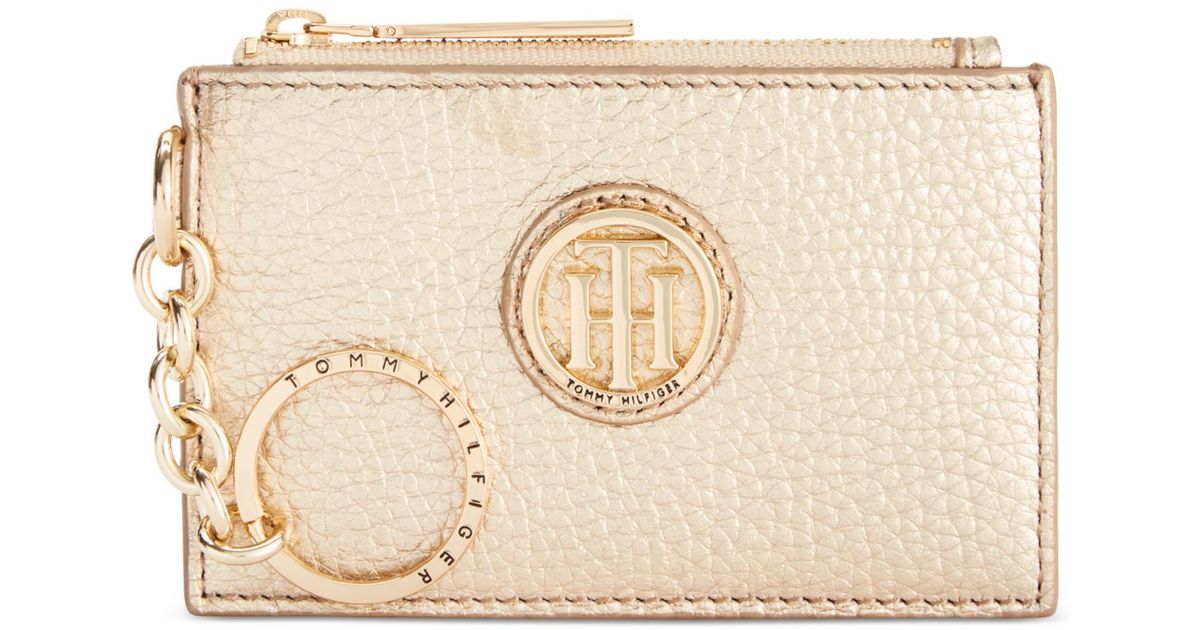 Tommy hilfiger Lucky Charm Pebble Leather Id Coin Purse in Red (Tommy