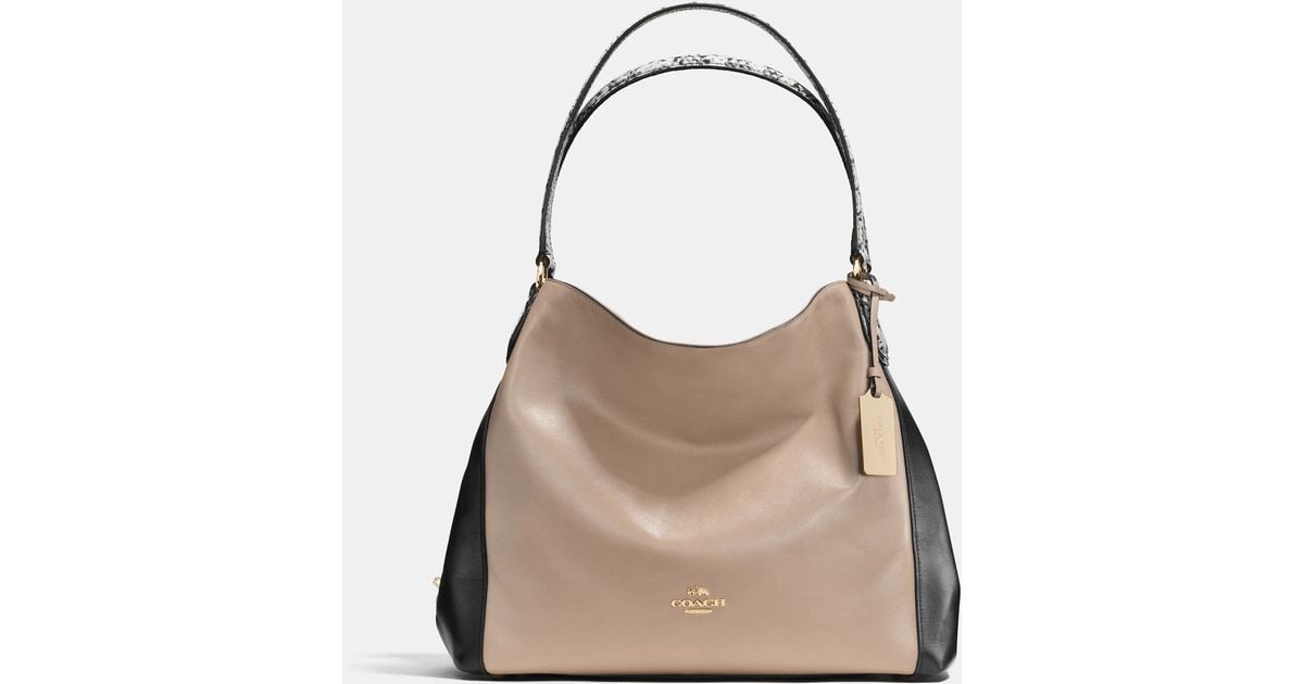 Edie 31 signature embossed leather shoulder bag shop