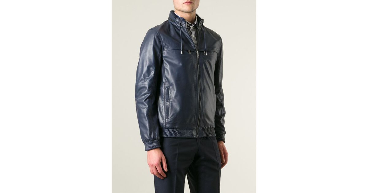 Lyst Etro Reversible Leather Jacket In Blue For Men