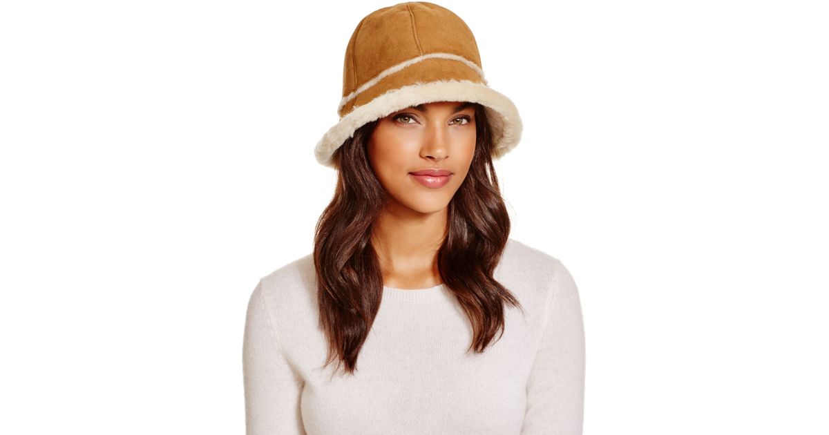 UGG Sheepskin Bucket Hat in Brown | Lyst