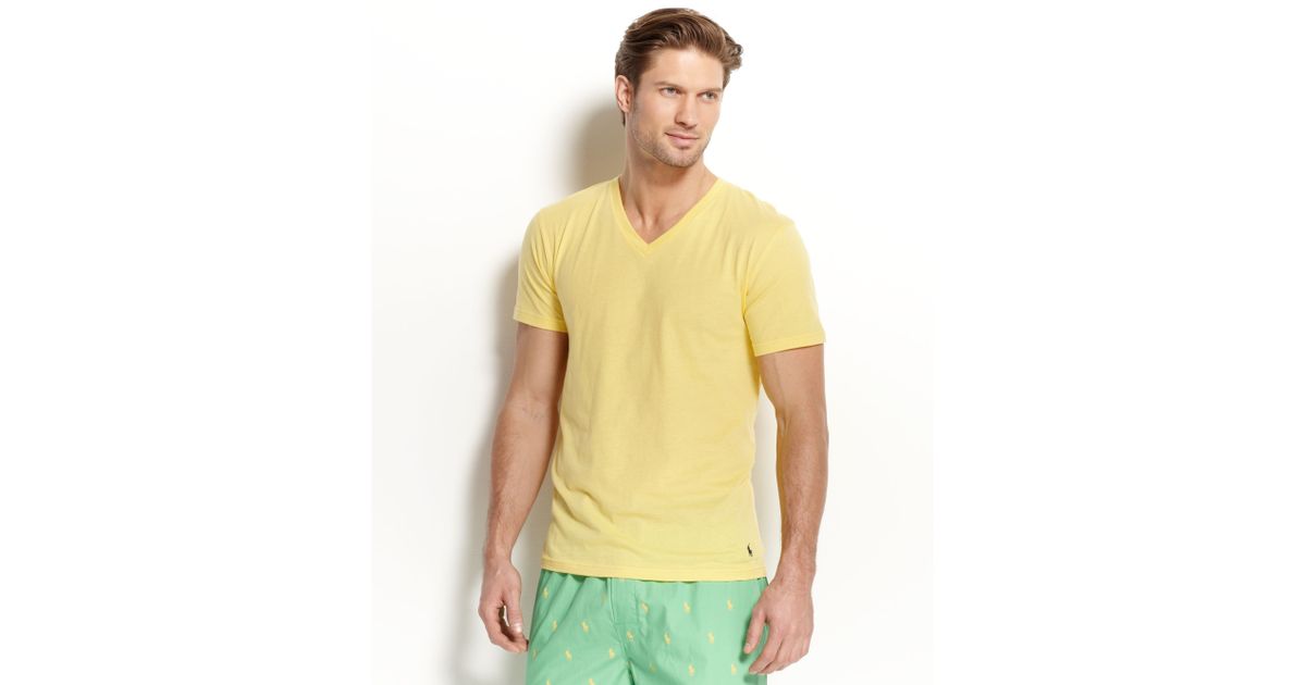 yellow polo v neck
