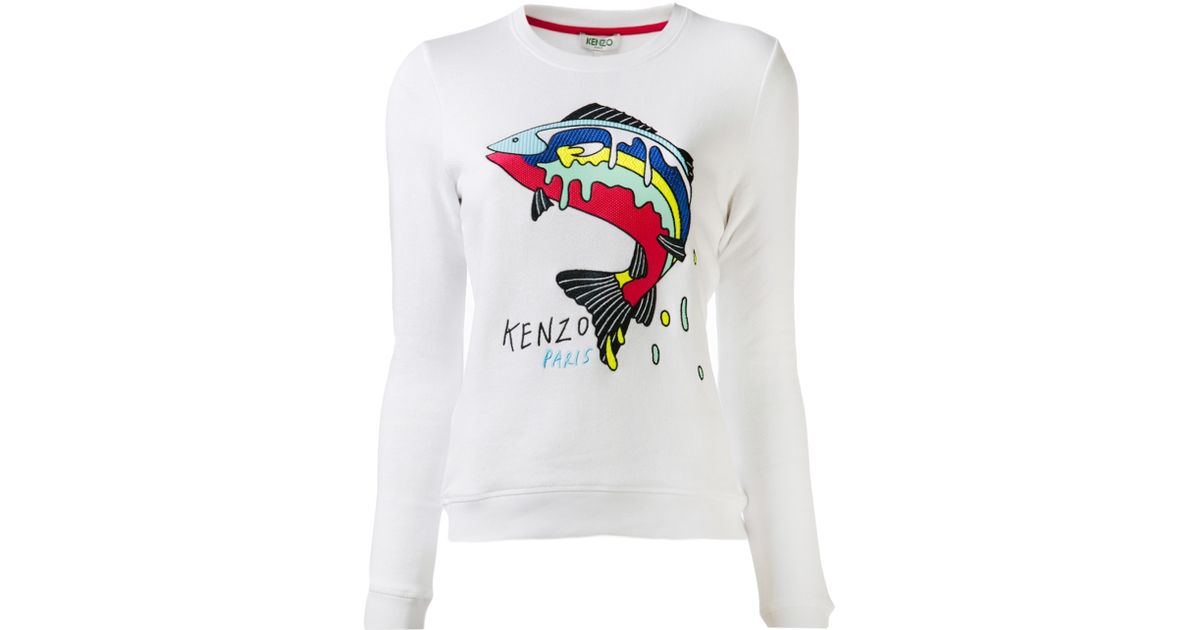 KENZO White Fish Sweatshirt - Lyst