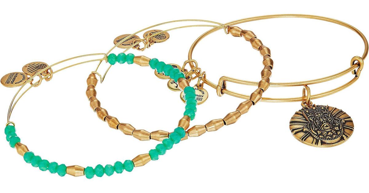 Lyst Alex And Ani Hand Of Fatima Bracelet Set 3 In Green