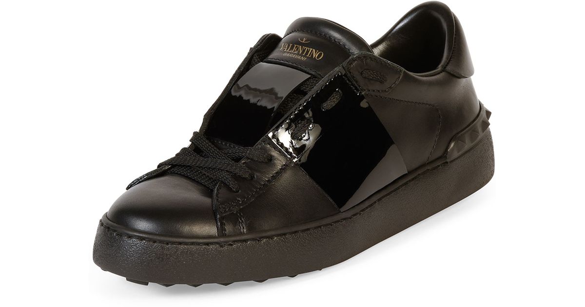 valentino garavani open striped leather sneakers