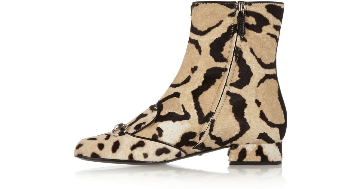 Gucci Leopard-print Calf Hair Ankle 