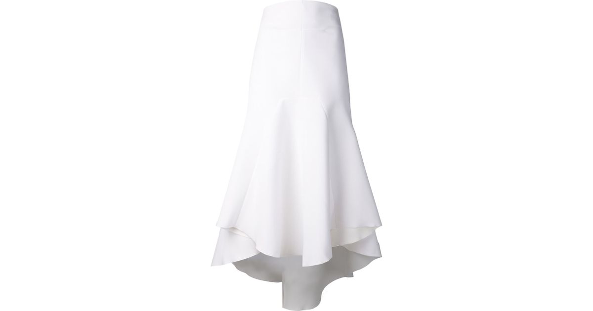 Ellery Crepe Fluted Skirt in White - Lyst