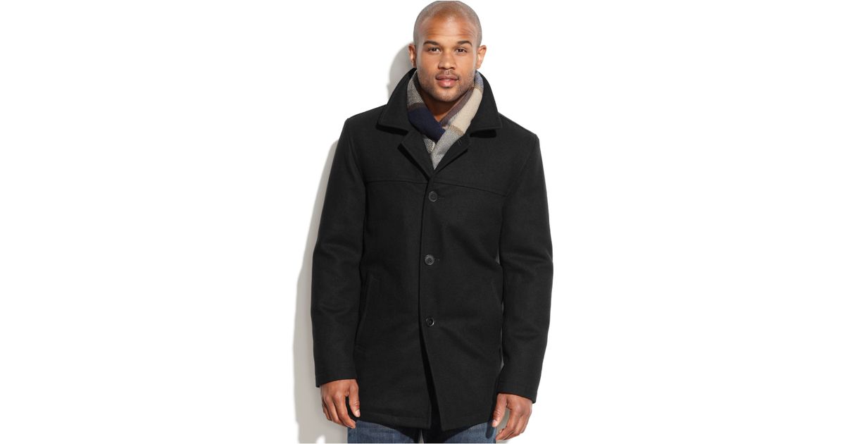 tommy hilfiger melton wool walking coat with scarf