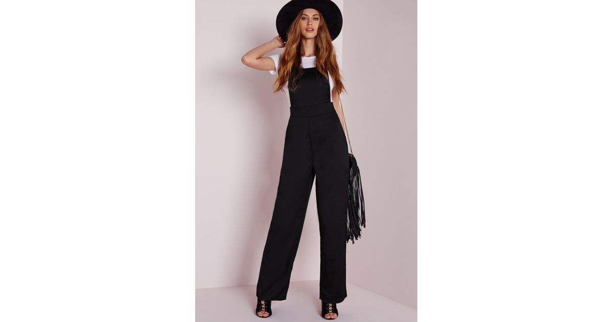 black wide leg dungarees