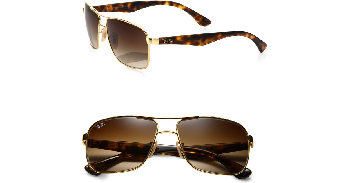 Ray Ban 59mm Square Aviator Sunglasses In Gold Brown