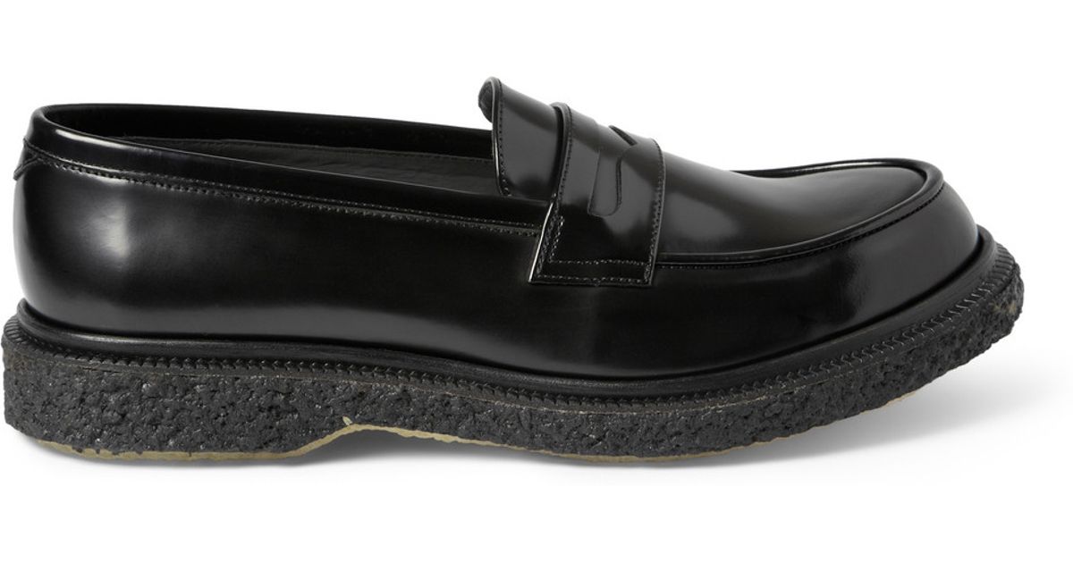 Adieu Type 5 Crepe-Sole Leather Penny Loafers in Black for Men | Lyst