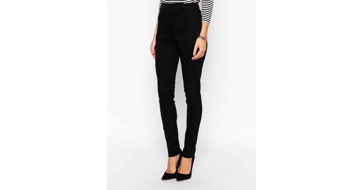 skinny fit high waisted trousers