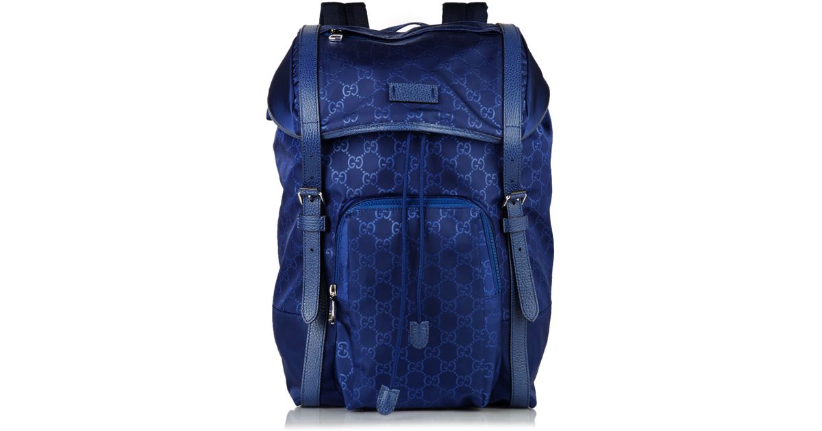 Gucci GG Debossed Nylon Backpack in Blue for Men | Lyst