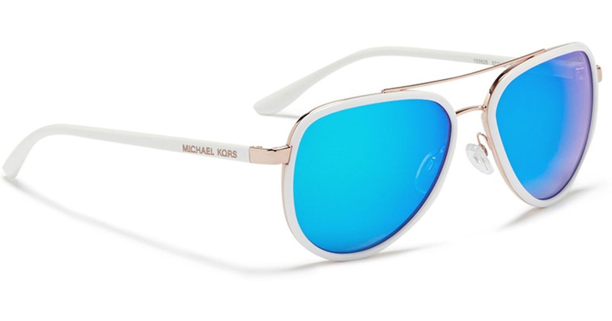 michael kors blue mirrored aviator sunglasses