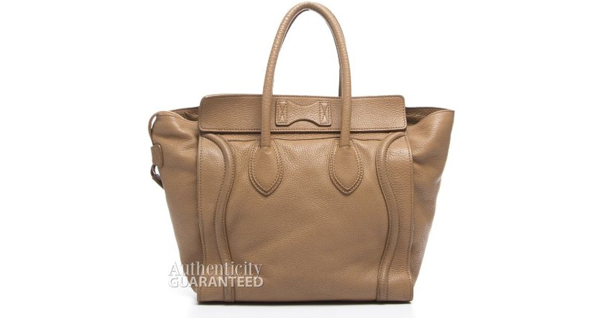 Cline Pre-owned Beige Pebbled Leather Mini Luggage Tote Bag in ...
