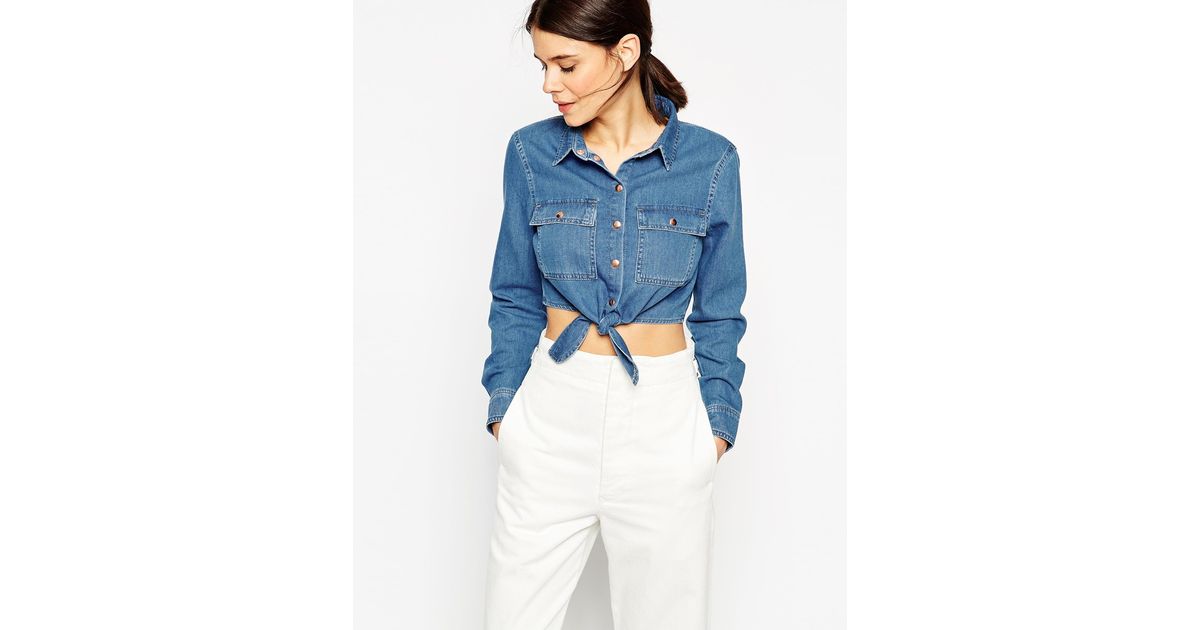 tie front jean shirt