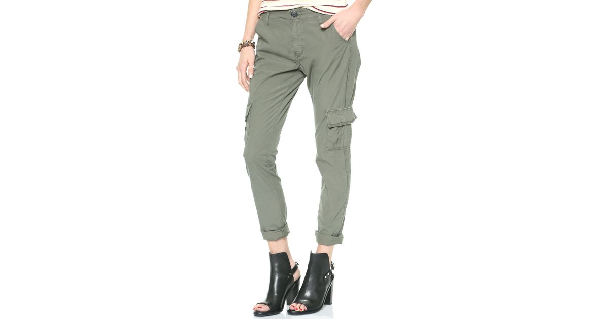 True Religion Celina Mid Rise Relaxed Cargo Pants Dusty Olive in