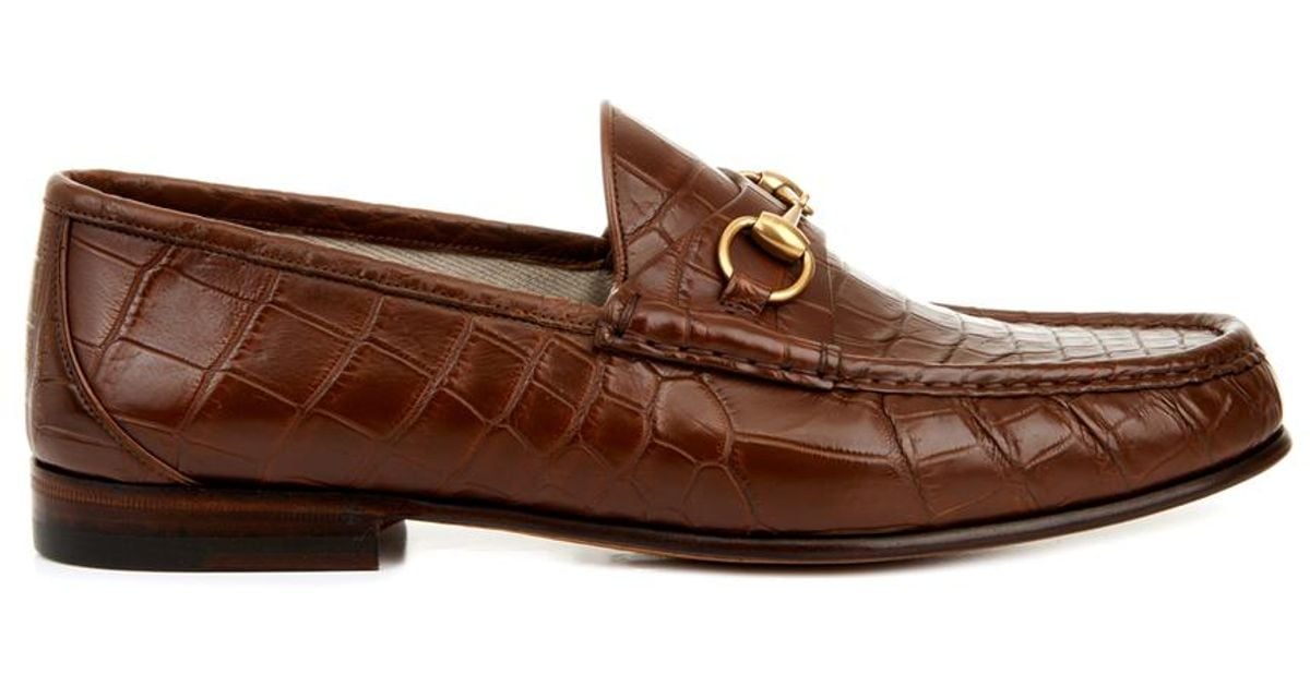 Gucci Crocodile Horsebit Loafers in Brown for Men - Lyst