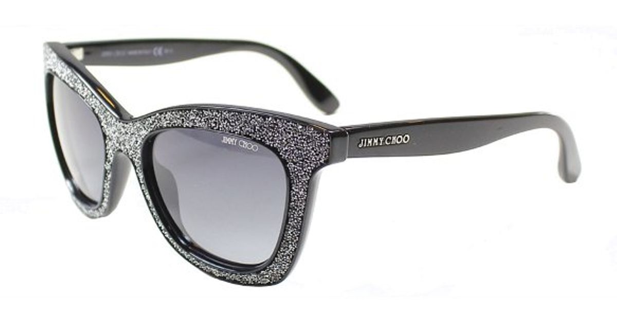 Lyst Jimmy Choo Flash Fi8 Black Silver Glitter Cat Eye Sunglasses