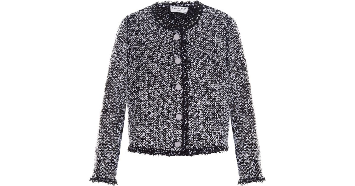 Balenciaga Collarless Tweed Jacket Black | Lyst Canada