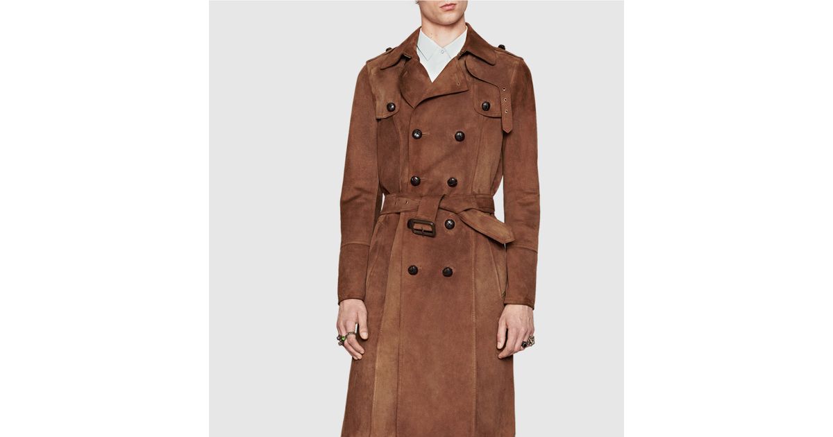 gucci suede trench coat