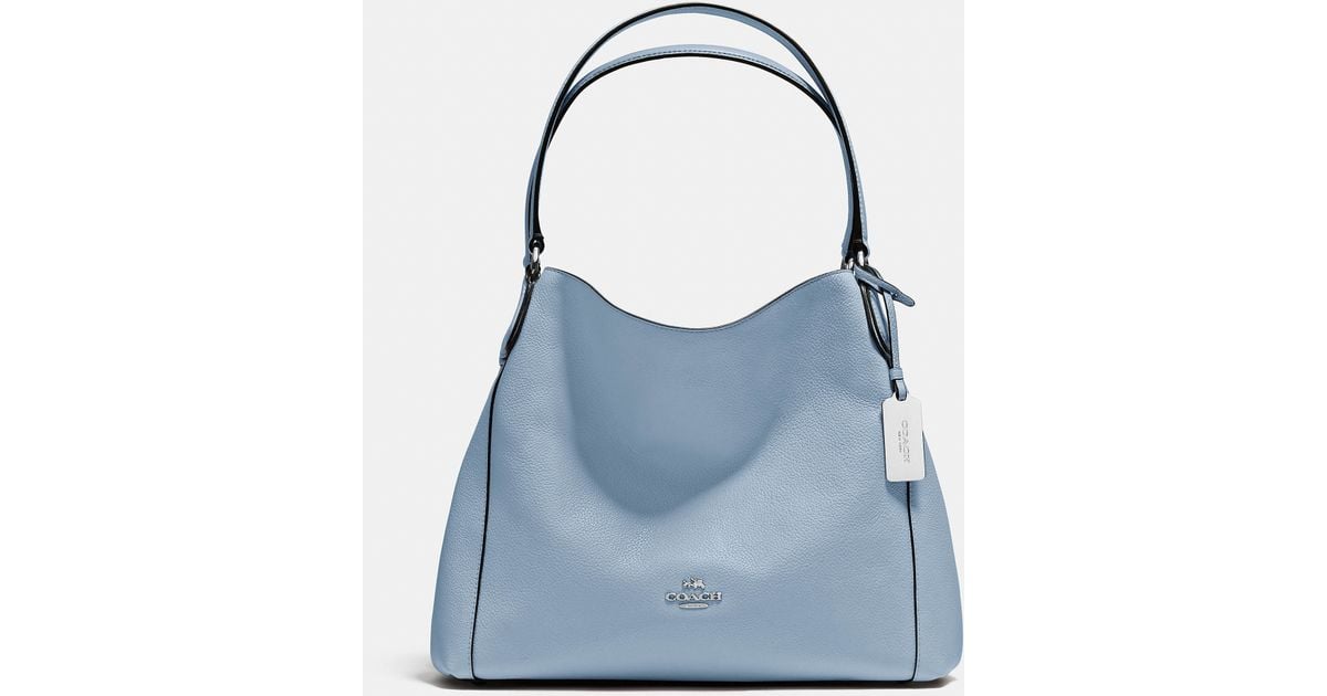 COACH Edie Shoulder Bag 31 In Refined Pebble Leather in Blue | Lyst