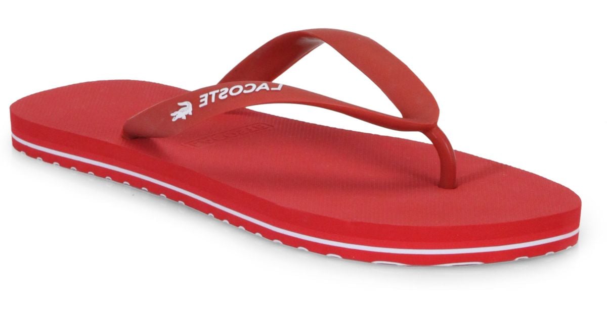 red lacoste flip flops