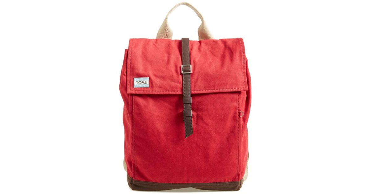 red canvas backpack