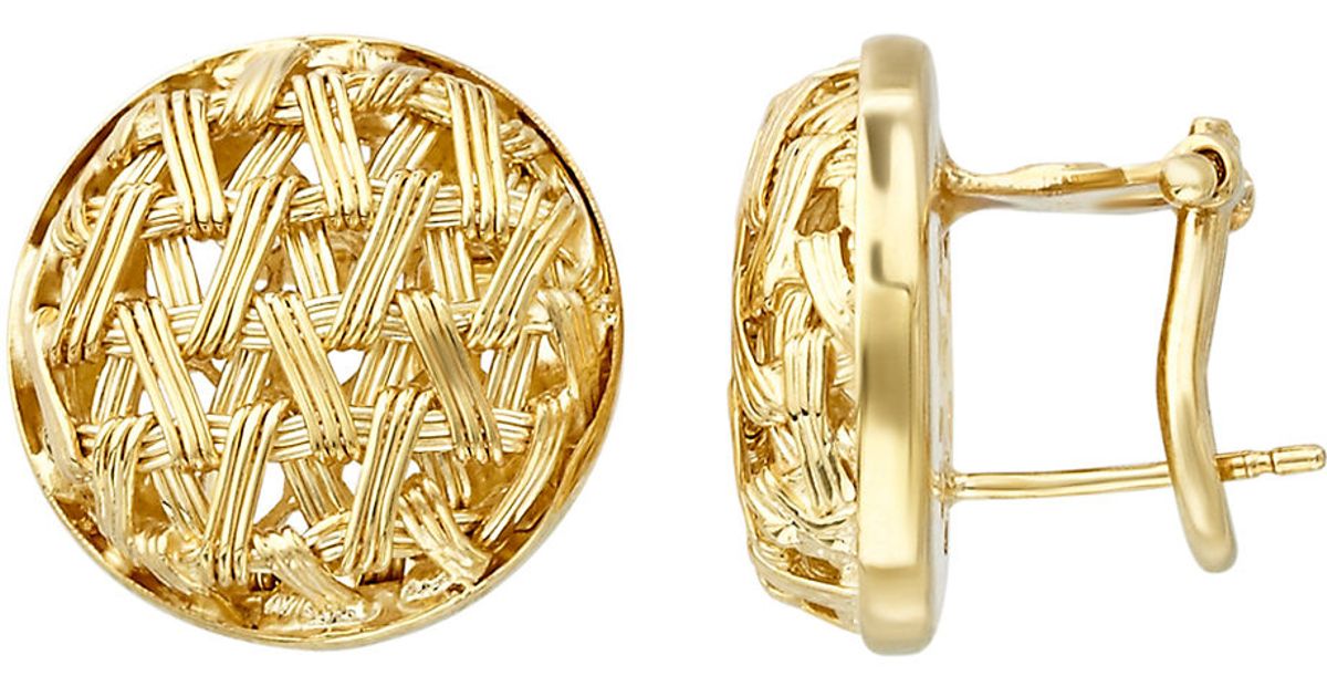 Lyst Lord Taylor 14k Yellow Gold Basket Weave Earrings In Metallic