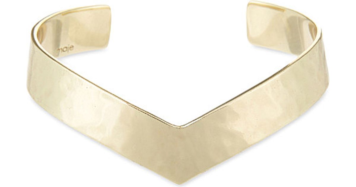 Maje Natte Hammered Brass Bracelet in Gold (Metallic) - Lyst