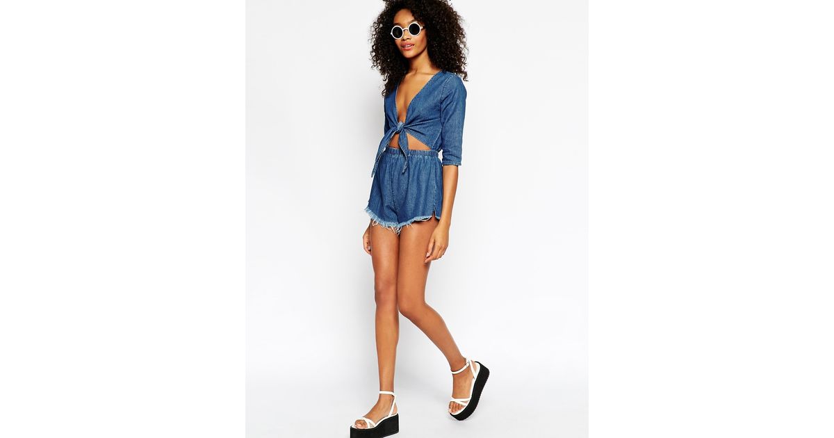 asos denim playsuit