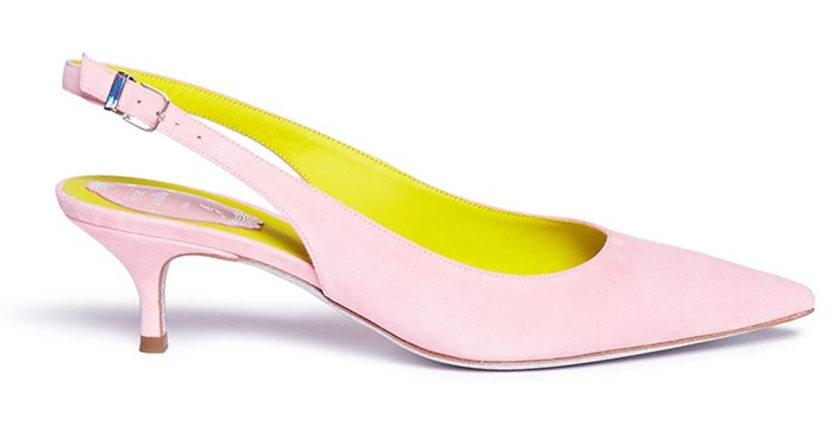 pink kitten heel pumps