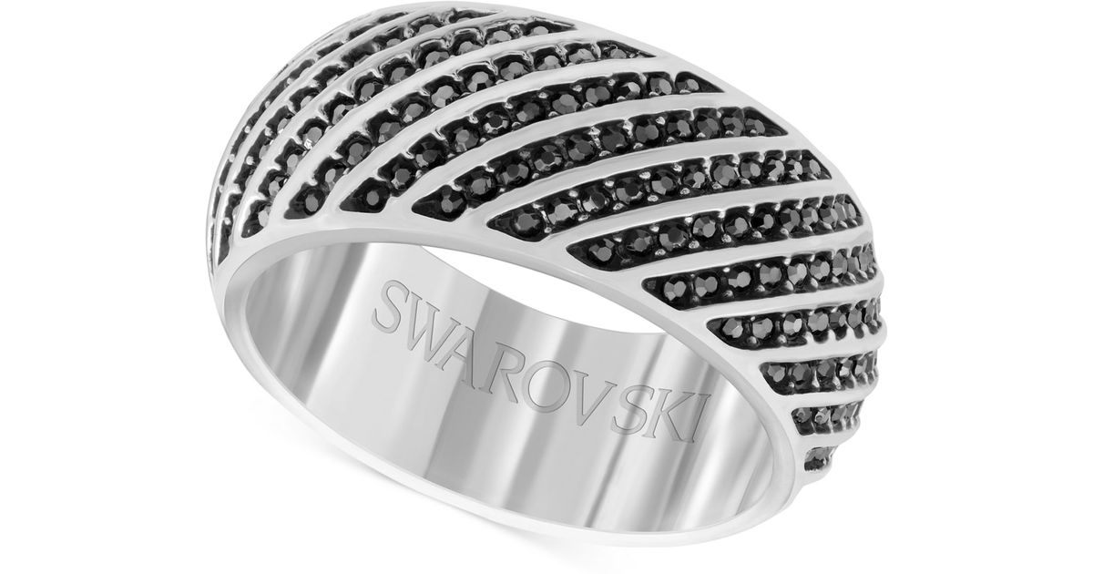 Swarovski Men's Silver-tone Hematite Crystal Ring in Black for Men | Lyst