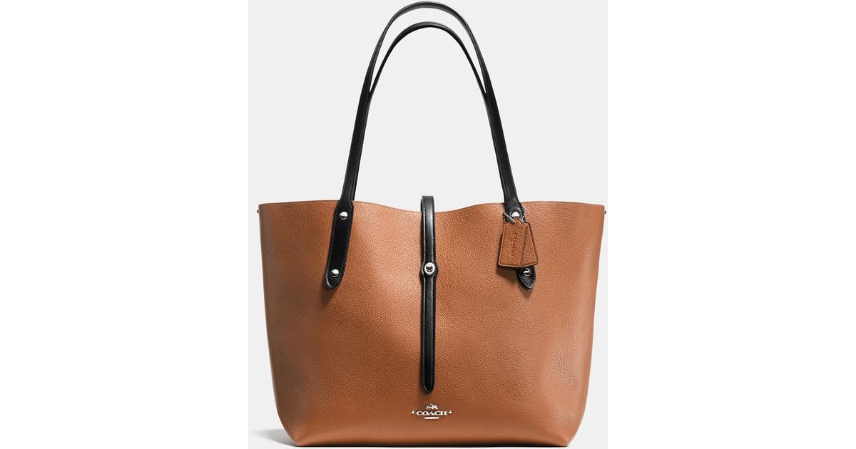 COACH Market Tote In Refined Pebble Leather in Metallic | Lyst