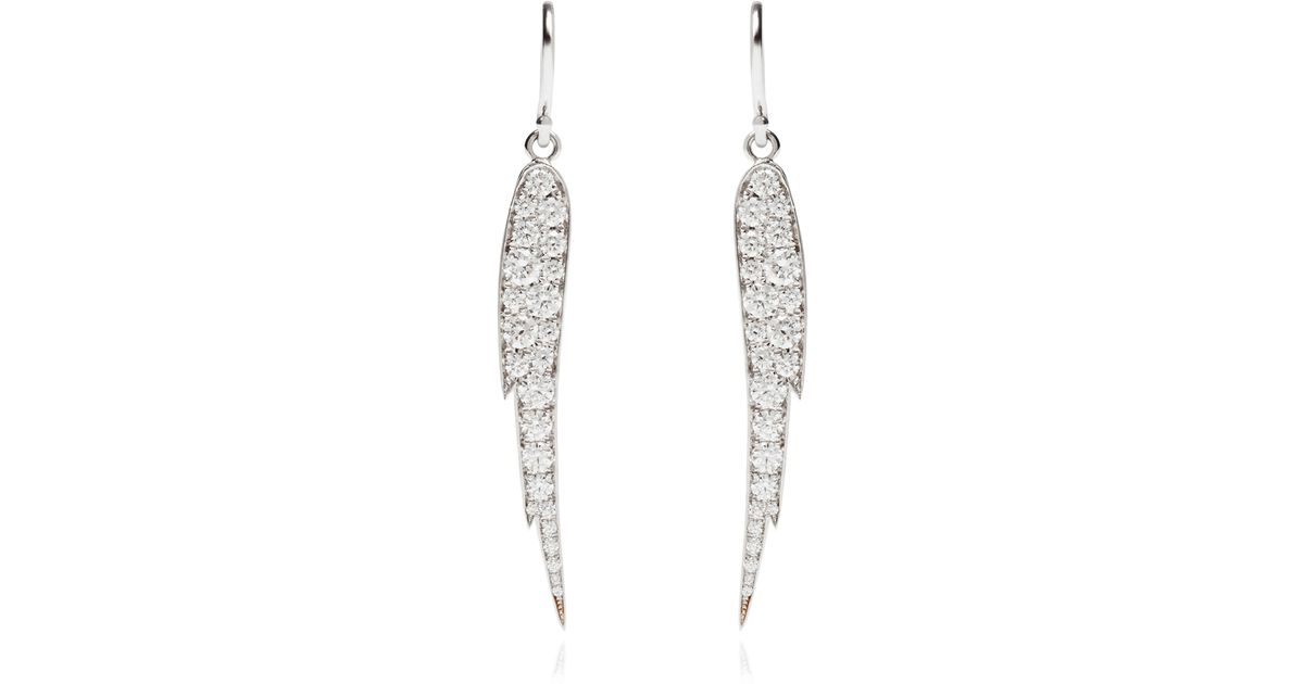 Lyst Finn Small Diamond Angel Wing Earrings In Metallic