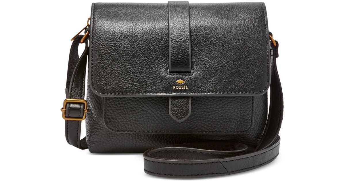 Fossil Kinley Leather Small Crossbody in Black | Lyst