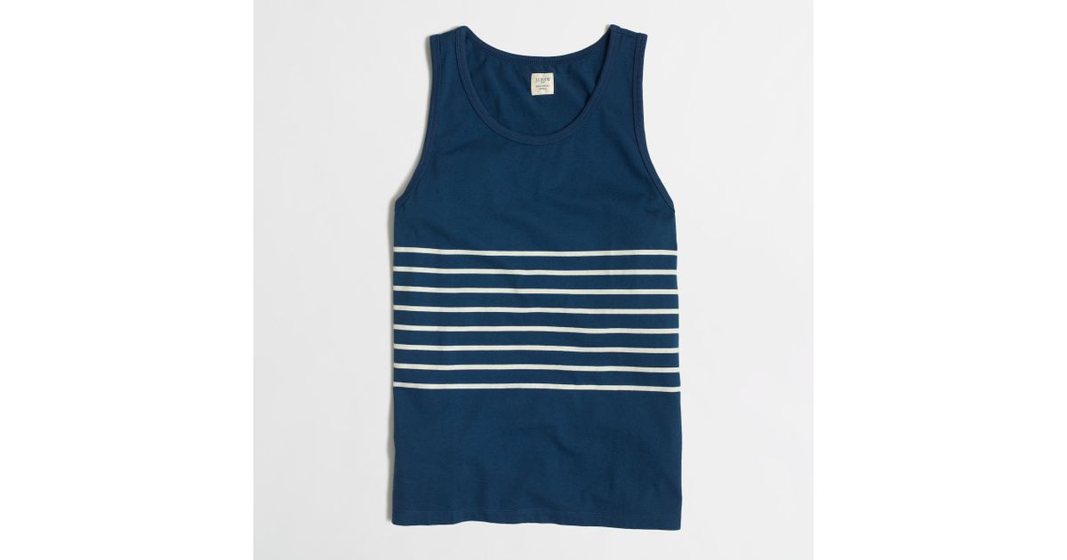 J Crew Factory Placed Stripe Tank Top In Blue For Men Lyst