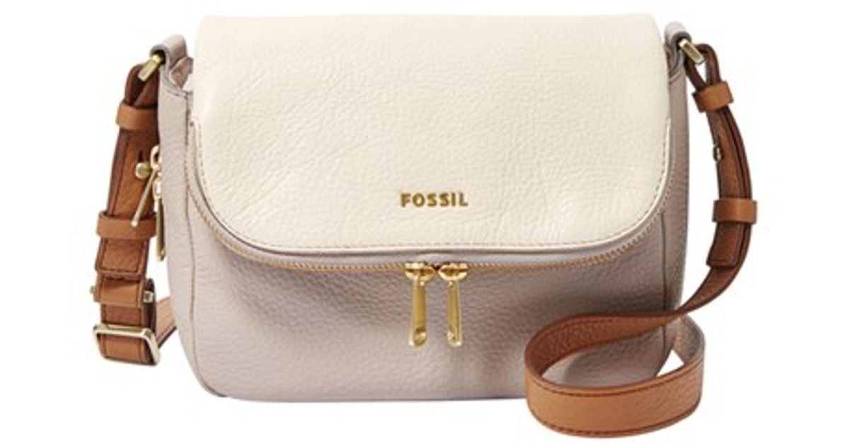 Lyst Fossil Preston Small Leather Cross Body Bag In White