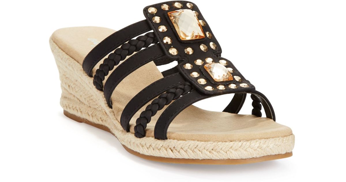 bazinga slippers easy bazinga wedge sandals in black lyst bazinga slippers easy bazinga wedge sandals in black lyst