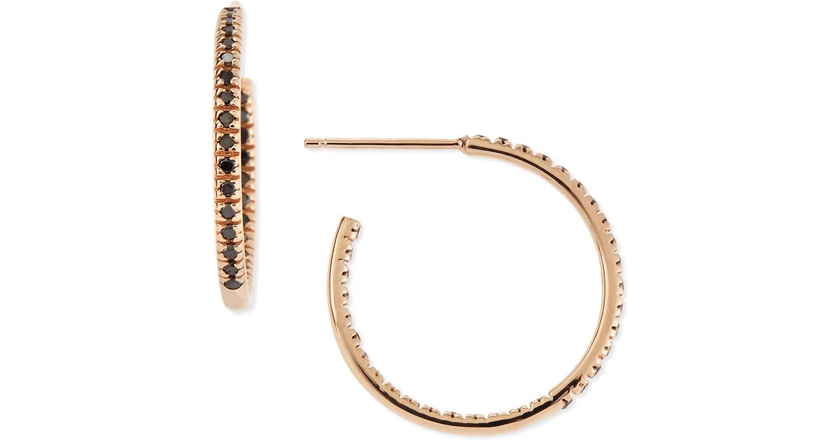 Lyst Sydney Evan Small Rose Gold Black Diamond Hoop Earrings In Lyst Sydney Evan Small Rose Gold Black Diamond Hoop Earrings In Metallic