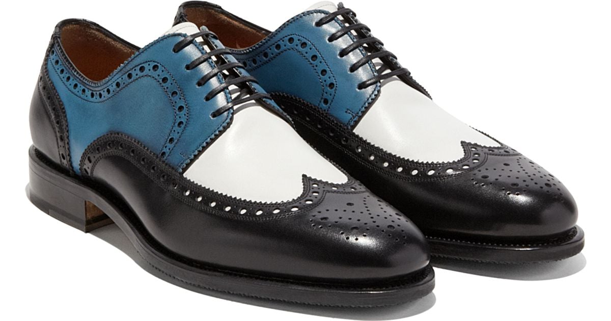 Ferragamo Wingtip Derby Spectator Shoe in Black for Men (Black / White