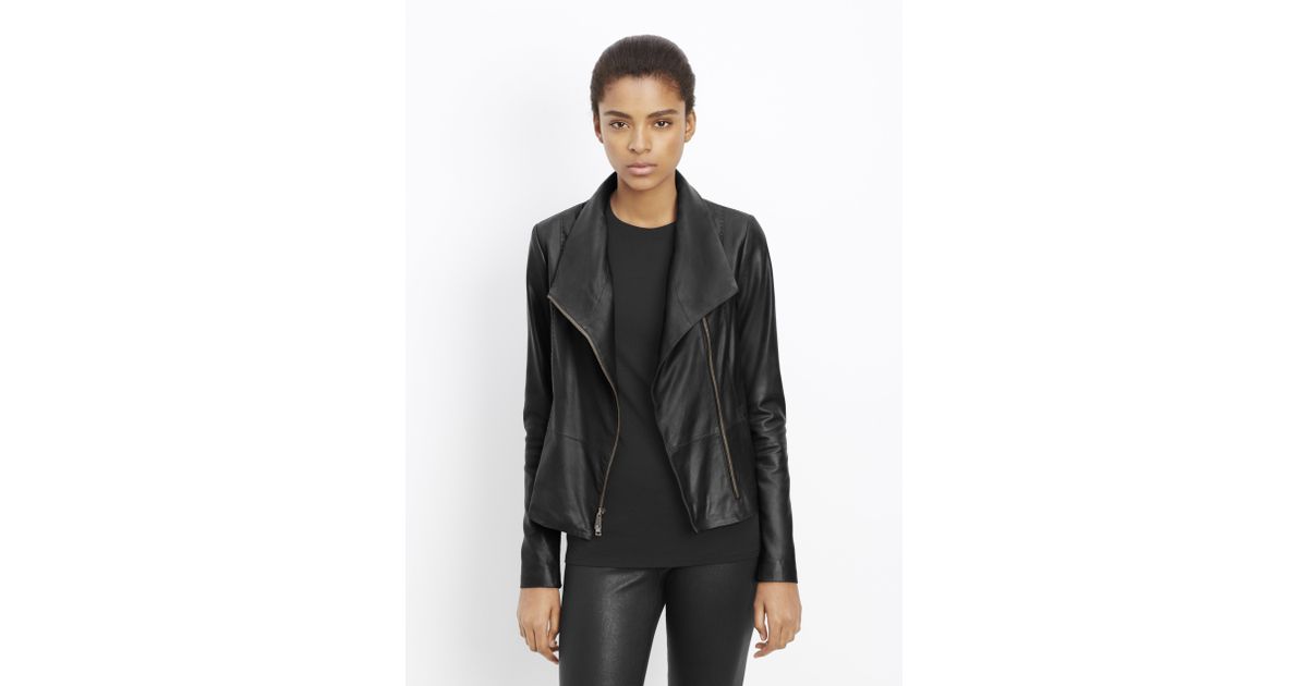 Vince Black Feather Leather Scuba Jacket