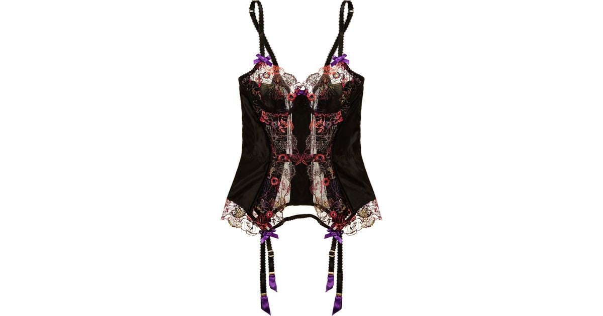 Agent Provocateur Zuri Embroidered Tulle And Silk Basque in Purple - Lyst