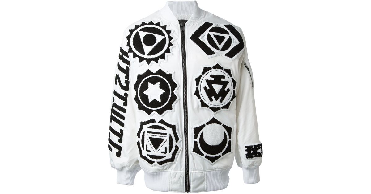 KTZ Patchwork Bomber Jacket in White 